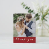Crimson Script Wedding Hartelijk dank Verticaal Br Briefkaart (Staand voorkant)