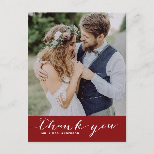 Crimson Script Wedding Hartelijk dank Verticaal Br Briefkaart (Voorkant)