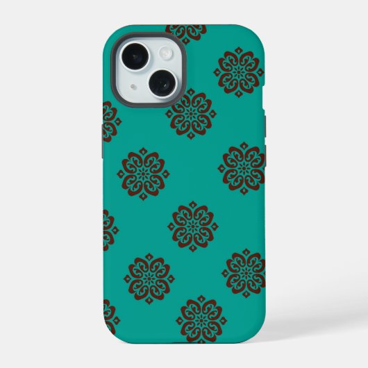 Crimson Scrolls - Bold Elegance iPhone 15 Case (Achterkant)