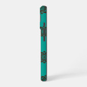 Crimson Scrolls - Bold Elegance iPhone 16 Hoesje (Linkerkant)