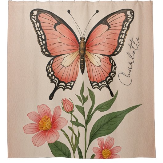 Crimson Serenade gepersonaliseerd Douchegordijn (Voorkant)