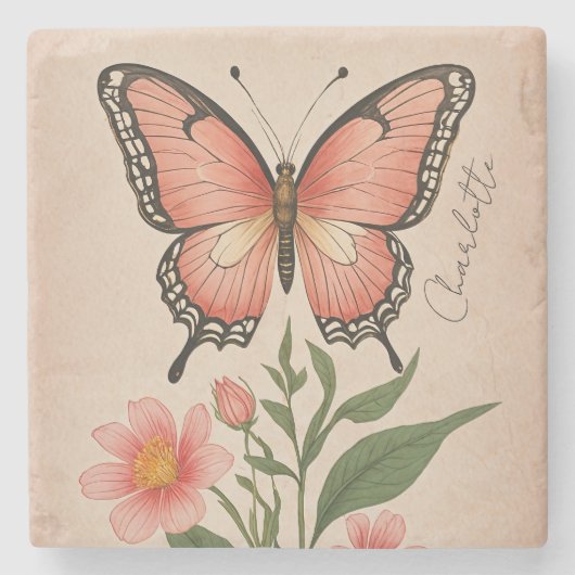 Crimson Serenade gepersonaliseerd Stenen Onderzetter (Voorkant)