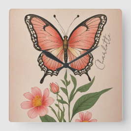 Crimson Serenade gepersonaliseerd Vierkante Klok