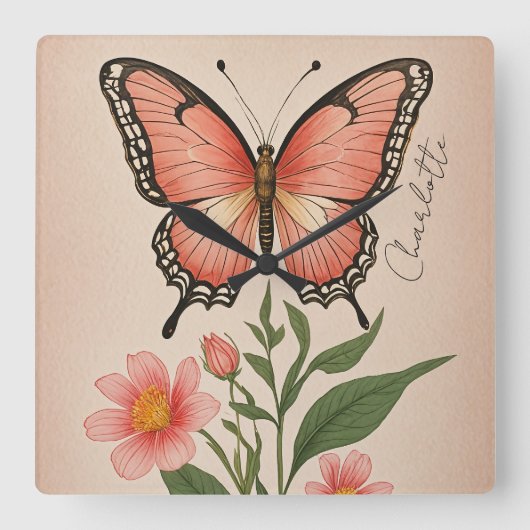 Crimson Serenade gepersonaliseerd Vierkante Klok (Voorkant)