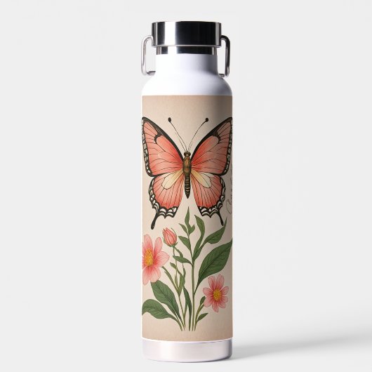 Crimson Serenade gepersonaliseerd Waterfles (Voorkant)