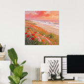 Crimson Shore - Pastel Painting Style Art Poster (Thuiskantoor)