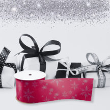 Crimson Silver Glitter Snowflakes Kerstmis