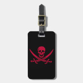 Crimson Skull & Swords Pirate vlag van Calico Jack Bagagelabel (Voorkant verticaal)