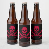 Crimson Skull & Swords Pirate vlag van Calico Jack Bier Etiket (Flessen)
