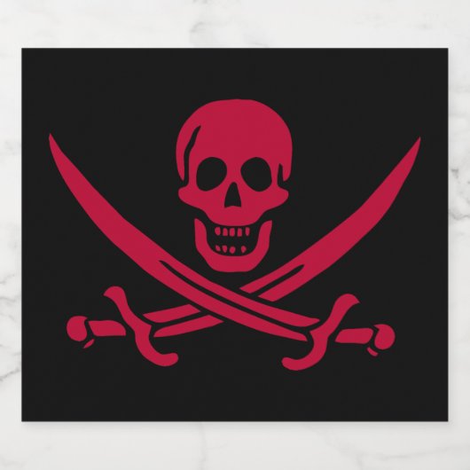 Crimson Skull & Swords Pirate vlag van Calico Jack Bier Etiket (Enkel label)
