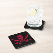 Crimson Skull & Swords Pirate vlag van Calico Jack Bier Onderzetter (Rechterzijde)