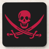 Crimson Skull & Swords Pirate vlag van Calico Jack Bier Onderzetter (Voorkant)