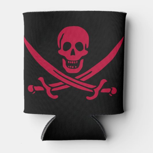 Crimson Skull & Swords Pirate vlag van Calico Jack Blikjeskoeler (Voorkant)