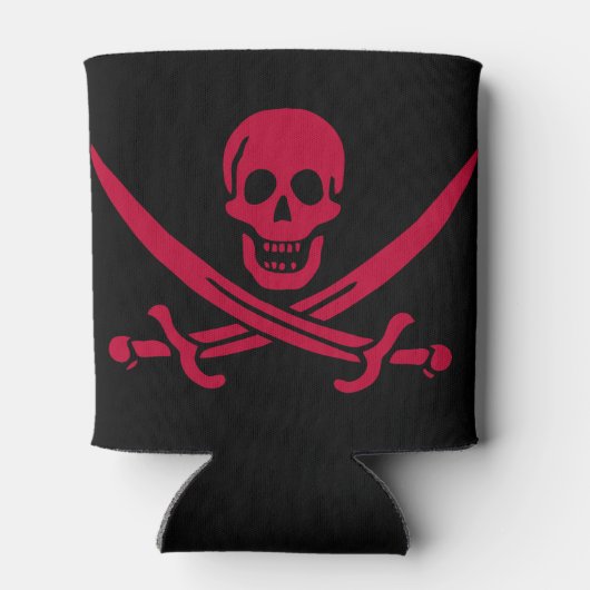 Crimson Skull & Swords Pirate vlag van Calico Jack Blikjeskoeler (Achterkant)
