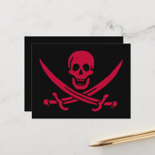Crimson Skull & Swords Pirate vlag van Calico Jack Briefkaart