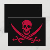 Crimson Skull & Swords Pirate vlag van Calico Jack Briefkaart (Voorkant / Achterkant)