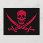 Crimson Skull & Swords Pirate vlag van Calico Jack Briefkaart (Voorkant)