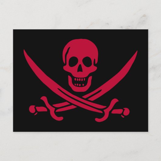 Crimson Skull & Swords Pirate vlag van Calico Jack Briefkaart (Voorkant)