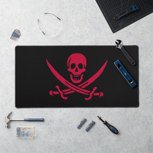Crimson Skull & Swords Pirate vlag van Calico Jack Bureaumat (Werkstation)