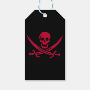 Crimson Skull & Swords Pirate vlag van Calico Jack Cadeaulabel