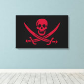 Crimson Skull & Swords Pirate vlag van Calico Jack Canvas Afdruk (Insitu (Houten vloer))