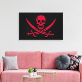 Crimson Skull & Swords Pirate vlag van Calico Jack Canvas Afdruk (Insitu (Woonkamer))