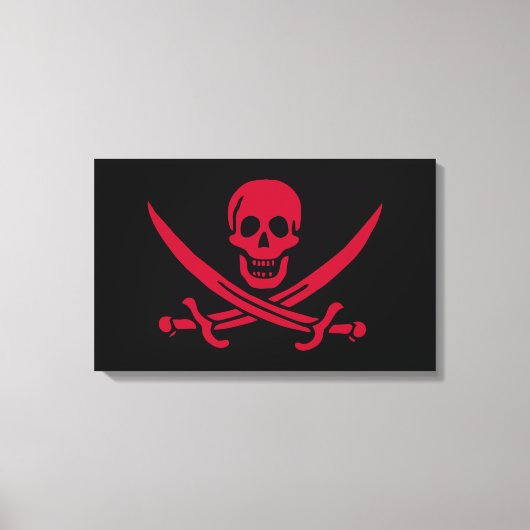 Crimson Skull & Swords Pirate vlag van Calico Jack Canvas Afdruk (Voorkant)