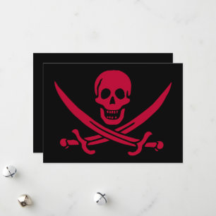 Crimson Skull & Swords Pirate vlag van Calico Jack Feestdagenkaart