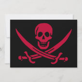 Crimson Skull & Swords Pirate vlag van Calico Jack Feestdagenkaart (Voorkant)