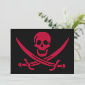 Crimson Skull & Swords Pirate vlag van Calico Jack Feestdagenkaart (Staand voorkant)