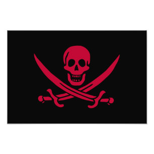 Crimson Skull & Swords Pirate vlag van Calico Jack Foto Afdruk