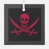 Crimson Skull & Swords Pirate vlag van Calico Jack Glas Ornament (Voorkant)