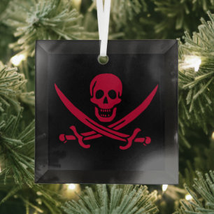 Crimson Skull & Swords Pirate vlag van Calico Jack Glas Ornament
