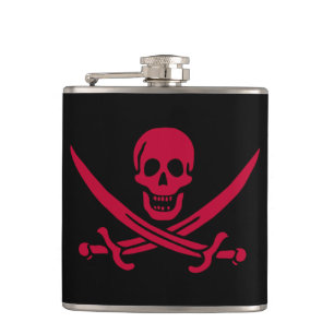 Crimson Skull & Swords Pirate vlag van Calico Jack Heupfles