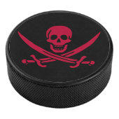 Crimson Skull & Swords Pirate vlag van Calico Jack Hockey Puck (3/4)