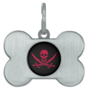 Crimson Skull & Swords Pirate vlag van Calico Jack Huisdieren Naamplaatje