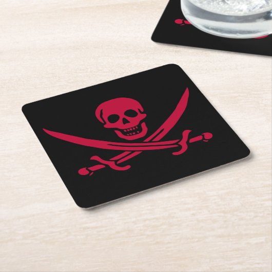 Crimson Skull & Swords Pirate vlag van Calico Jack Kartonnen Onderzetters (Schuin)