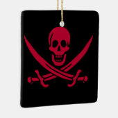 Crimson Skull & Swords Pirate vlag van Calico Jack Keramisch Ornament (Rechts)
