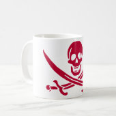 Crimson Skull & Swords Pirate vlag van Calico Jack Koffiemok (Voorkant links)