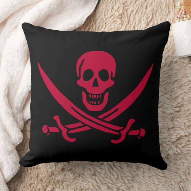 Crimson Skull & Swords Pirate vlag van Calico Jack Kussen (Deken)