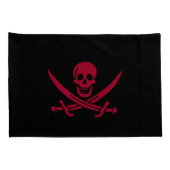 Crimson Skull & Swords Pirate vlag van Calico Jack Kussensloop (Achterkant-Rechts)