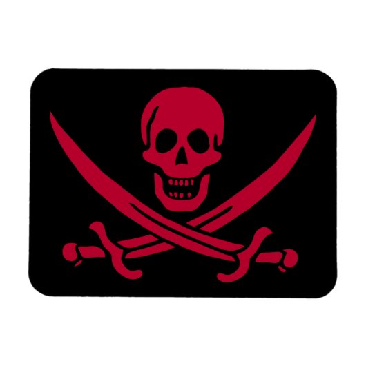 Crimson Skull & Swords Pirate vlag van Calico Jack Magneet (Horizontaal)