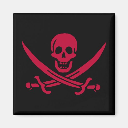 Crimson Skull & Swords Pirate vlag van Calico Jack Magneet (Voorkant)
