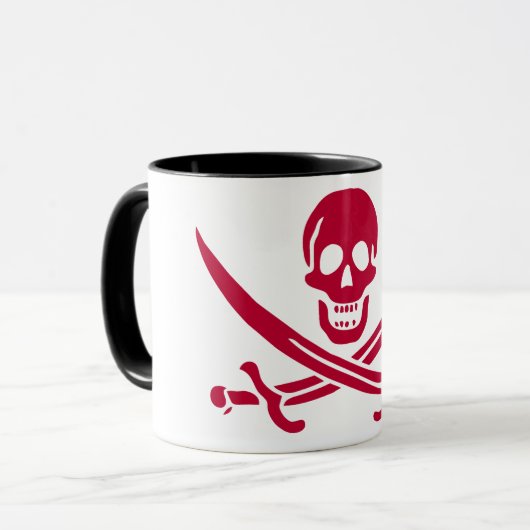 Crimson Skull & Swords Pirate vlag van Calico Jack Mok (Voorkant links)