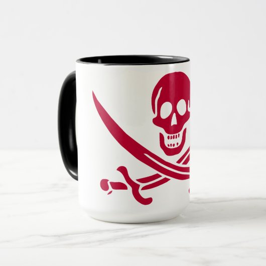 Crimson Skull & Swords Pirate vlag van Calico Jack Mok (Voorkant links)