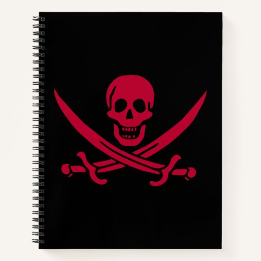 Crimson Skull & Swords Pirate vlag van Calico Jack Notitieboek (Voorkant)