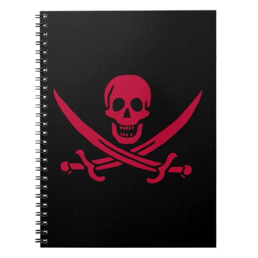 Crimson Skull & Swords Pirate vlag van Calico Jack Notitieboek (Voorkant)