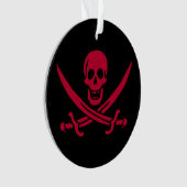 Crimson Skull & Swords Pirate vlag van Calico Jack Ornament (voorkant)