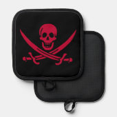 Crimson Skull & Swords Pirate vlag van Calico Jack Pannenlap (Voorkant / Achterkant)