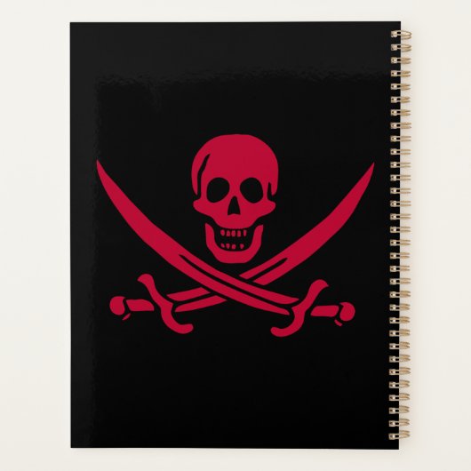 Crimson Skull & Swords Pirate vlag van Calico Jack Planner (Achterkant)